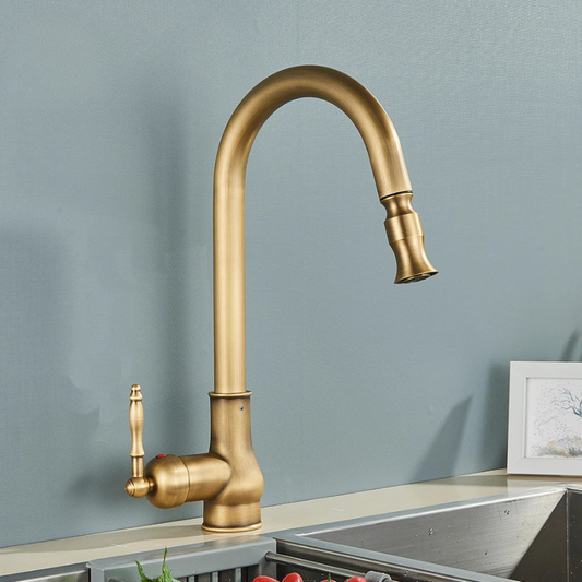 Robinet Cuisine Vintage, Laiton Antique, Bec Pivotant