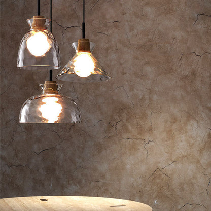 Suspension en Verre Ondulé Transparent Style Nordique – 1 Lumière