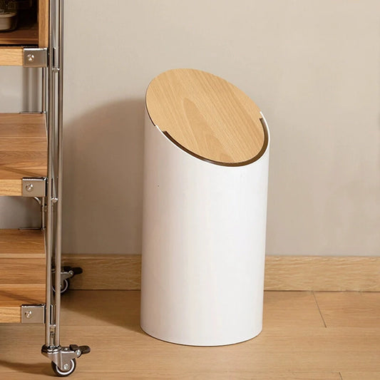 Poubelle Swing Japandi 9L, Couvercle Bois, Design Minimal