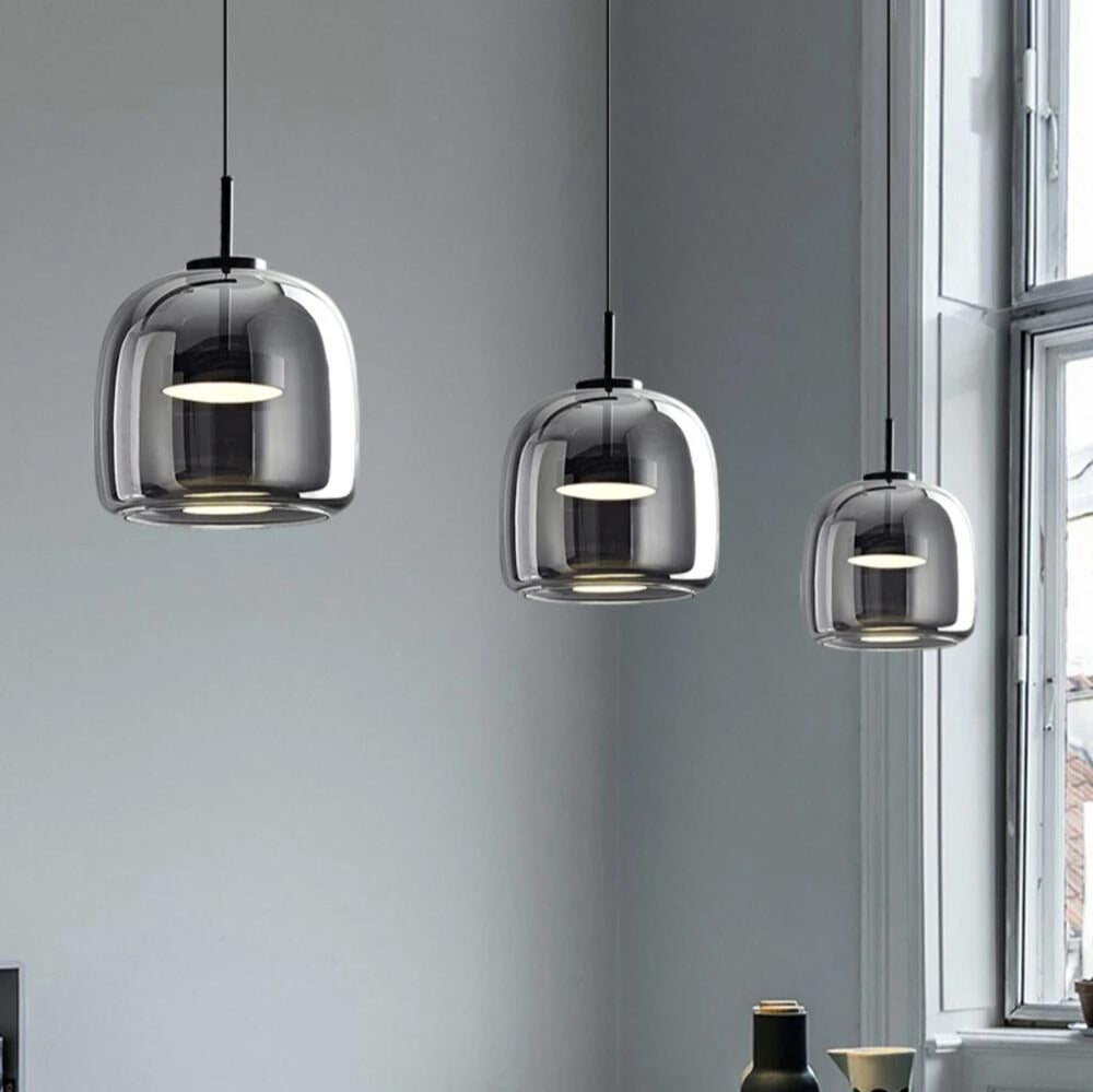Suspension Nordique en Verre Noir | Éclairage Élégant et Moderne pour Intérieur