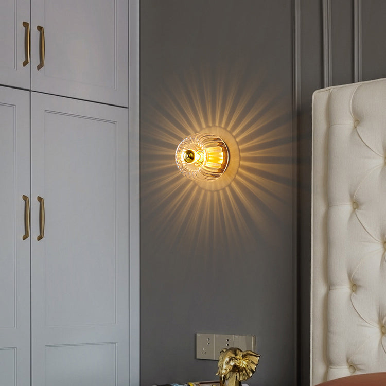 Lumière de plafond encastrée moderne en verre forme soleil cuivre pleine à double usage 1 lumière
