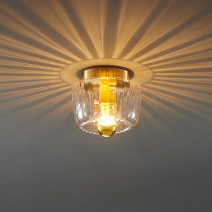 Lumière de plafond encastrée moderne en verre forme soleil cuivre pleine à double usage 1 lumière