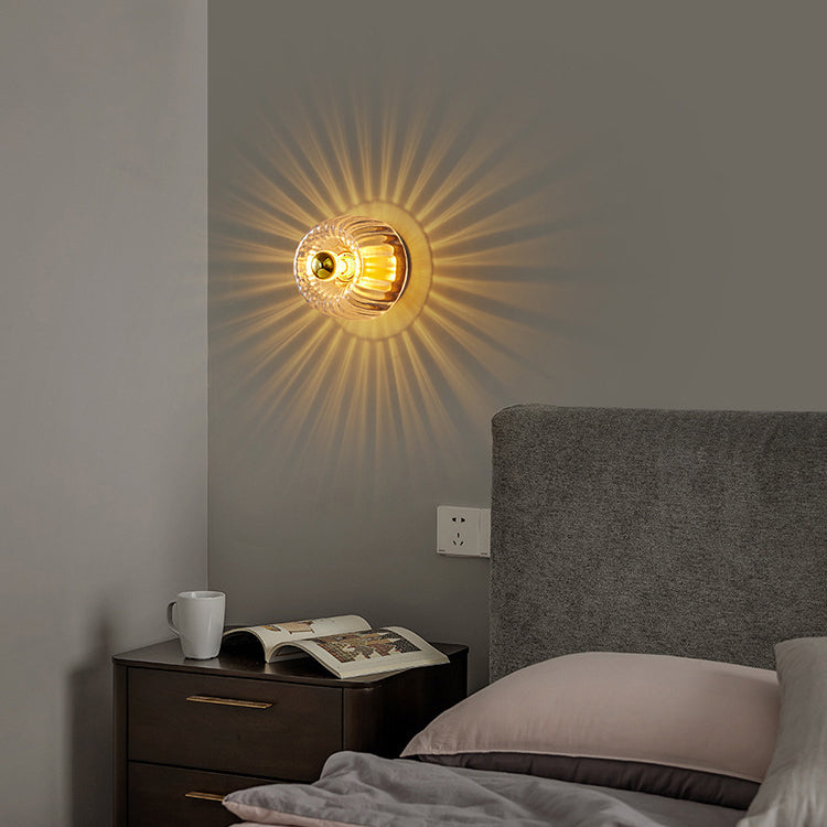 Lumière de plafond encastrée moderne en verre forme soleil cuivre pleine à double usage 1 lumière