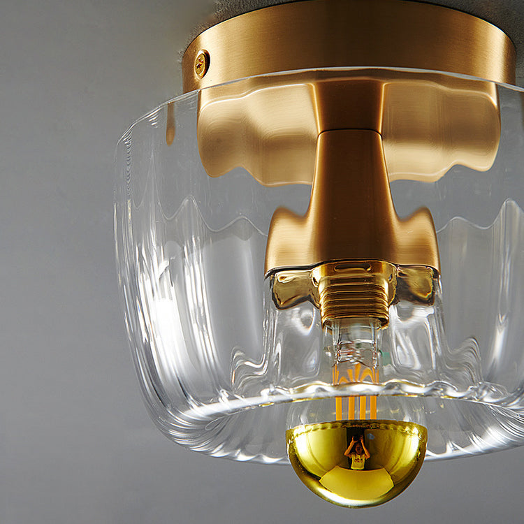 Lumière de plafond encastrée moderne en verre forme soleil cuivre pleine à double usage 1 lumière