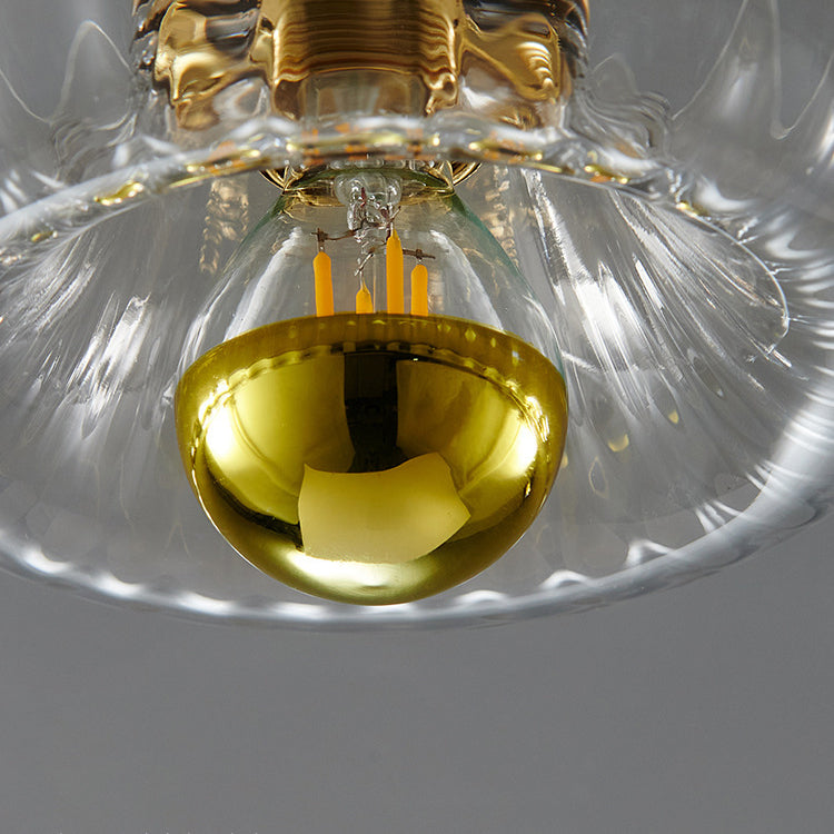 Lumière de plafond encastrée moderne en verre forme soleil cuivre pleine à double usage 1 lumière