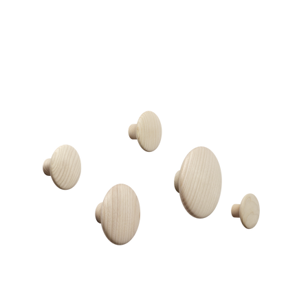 Crochets Muraux Dots en Bois – Set de 5 Crochets Sculpturaux pour Entrée, Chambre ou Bureau