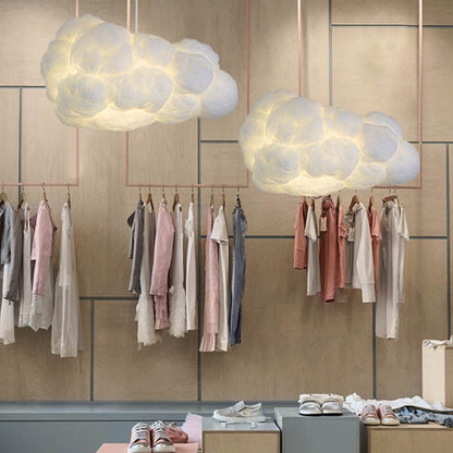 Suspension Nuage Blanc, Design Aérien, E27, Hauteur 150cm