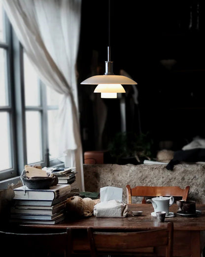 Suspension Danoise en Verre Opalin – Style Scandinave