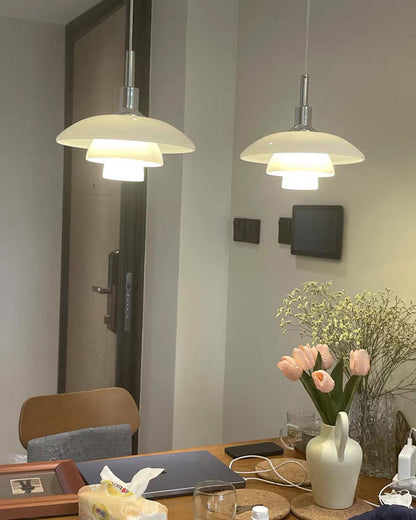 Suspension Danoise en Verre Opalin – Style Scandinave