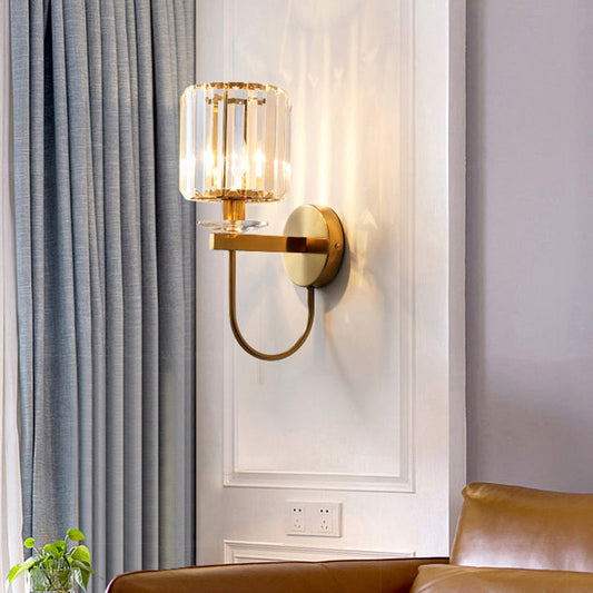 Applique Murale Cristal Cylindrique Or Moderne