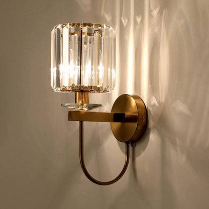 Applique Murale Cristal Cylindrique Or Moderne