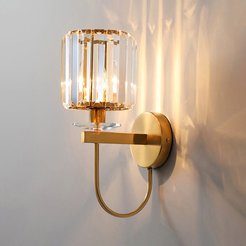 Applique Murale Cristal Cylindrique Or Moderne
