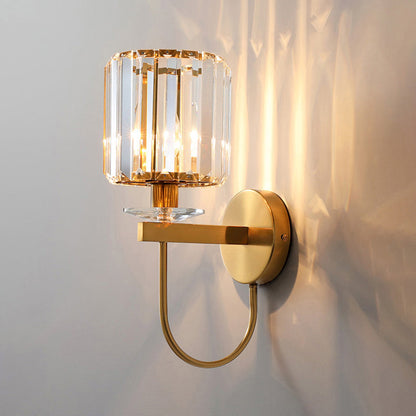 Applique Murale Cristal Cylindrique Or Moderne