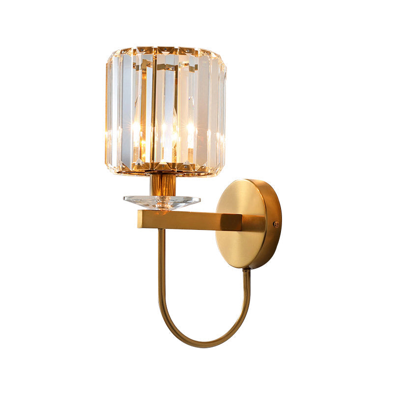 Applique Murale Cristal Cylindrique Or Moderne