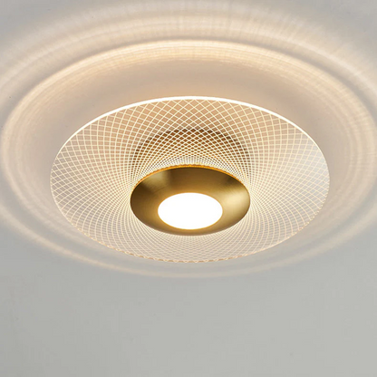 Plafonnier LED Moderne Rond, Acrylique Doré, 10W
