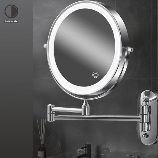 Miroir Maquillage Mural Double Face avec LED et Loupe – Idéal pour Salle de Bain et Coiffeuse