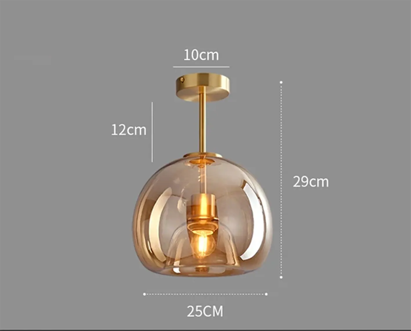 Plafonnier Moderne en Verre Transparent Doré ou Noir