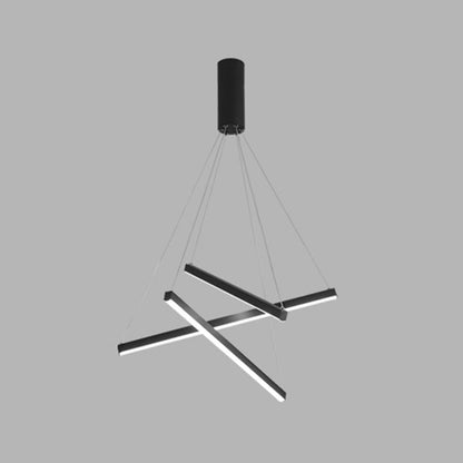 Chandelier LED Sticks Noir | Suspension Métal Minimaliste - Éclairage pour Lobby