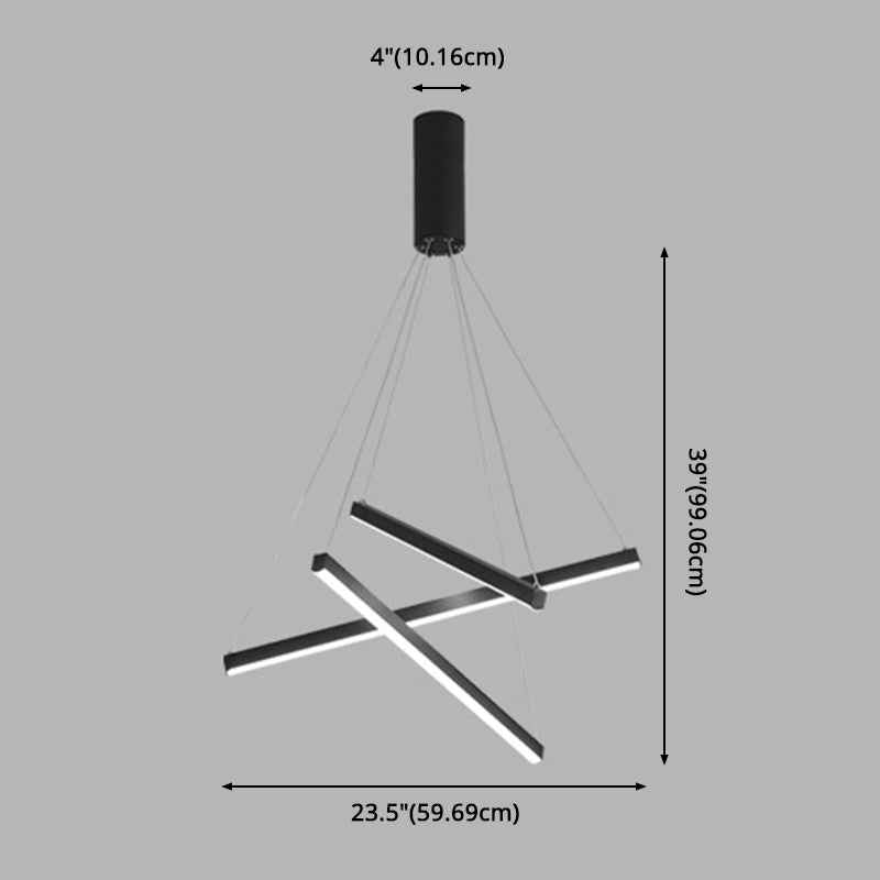 Chandelier LED Sticks Noir | Suspension Métal Minimaliste - Éclairage pour Lobby