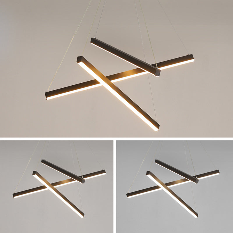 Chandelier LED Sticks Noir | Suspension Métal Minimaliste - Éclairage pour Lobby