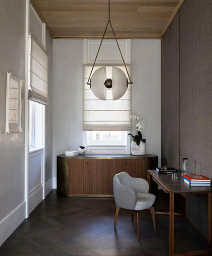 Suspension Design Verre Dépoli et Laiton Doré