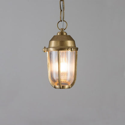 Suspension Nautique Laiton ou Nickel, Verre Strié, IP54