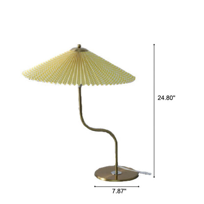 Lampe de Table Rétro Ombrelle Plissée Déco Métal