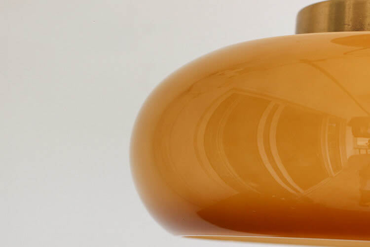 Plafonnier Vintage en Laiton | Verre Jaune et Design Semi-Encastré à 1 Ampoule