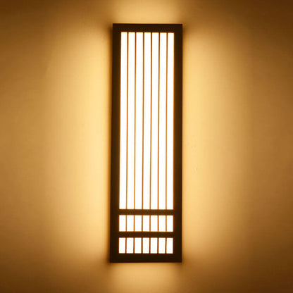 Lampe murale japonaise rectangulaire simple en bois massif à 1 lumière