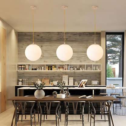 Suspension Globe Nordique en Verre Opalin