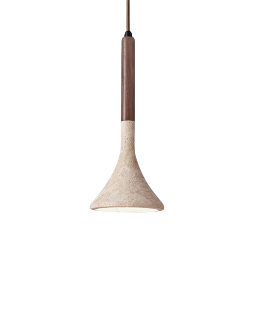 Suspension en Travertin Le Clairon – Éclairage Élégant et Naturel