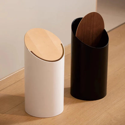 Poubelle Swing Japandi 9L, Couvercle Bois, Design Minimal
