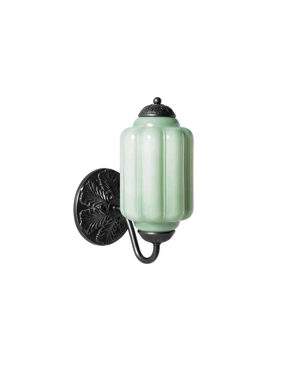 Applique Murale Vintage Verre Opalin Laiton Forgé