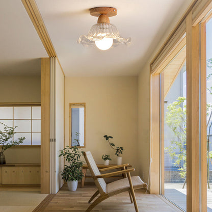Nordic – Plafonnier Semi-Encastré en Bois et Verre Transparent