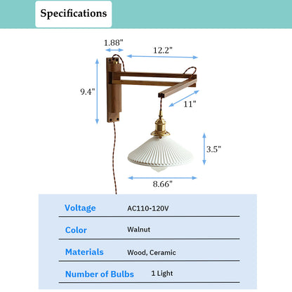 Applique Murale Bois Pliable, Bras Articulé Industriel