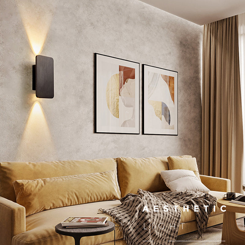 RectangularGlow – Applique Murale LED Postmoderne en Aluminium Doré pour Couloir ou Salon