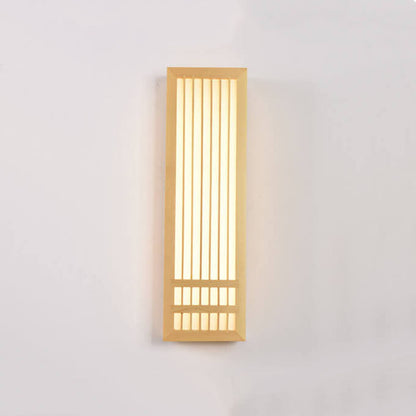 Lampe murale japonaise rectangulaire simple en bois massif à 1 lumière