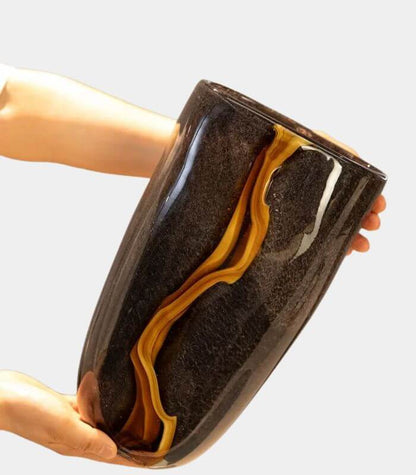 Vase Orion Noir – Élégance Artisanale en Verre Soufflé