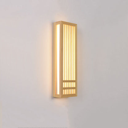 Lampe murale japonaise rectangulaire simple en bois massif à 1 lumière