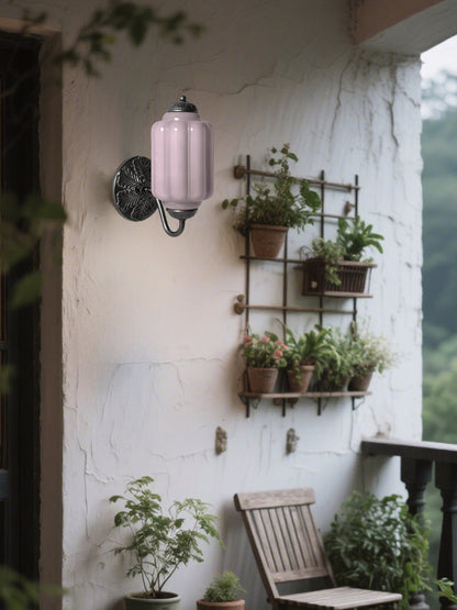 Applique Murale Vintage Verre Opalin Laiton Forgé