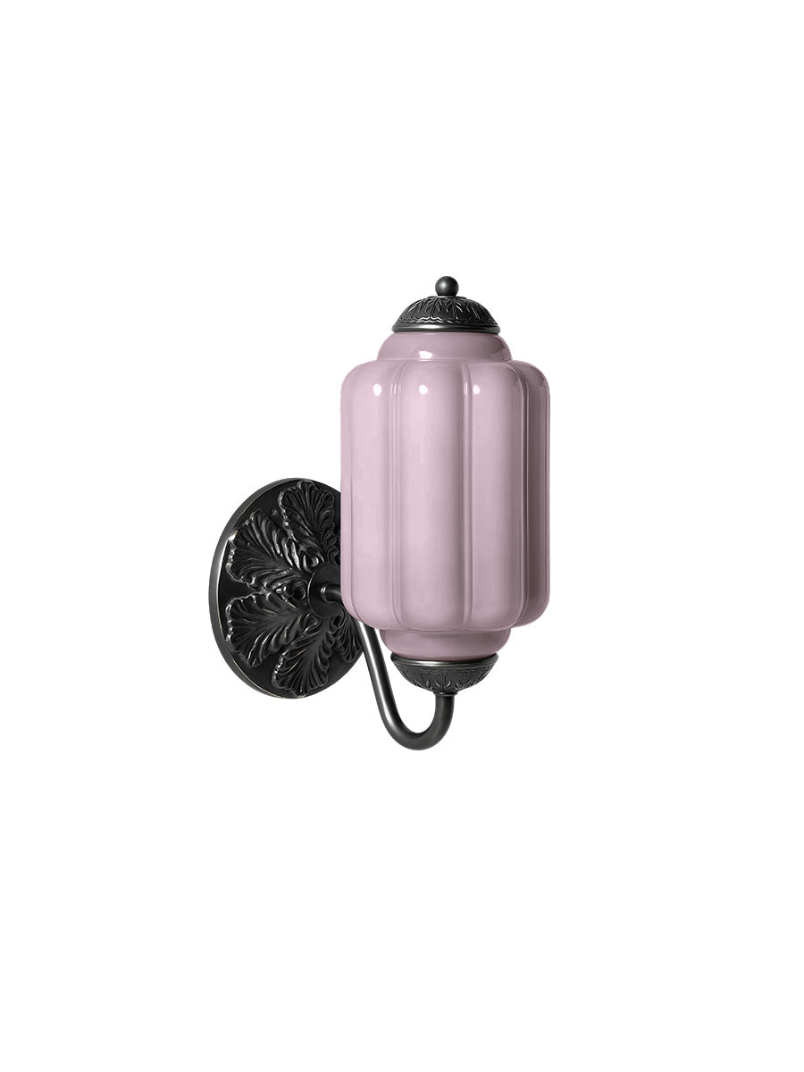 Applique Murale Vintage Verre Opalin Laiton Forgé