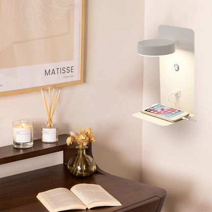 Applique Murale Intérieure LED Kaye – Design Moderne avec Rotation et Charge USB