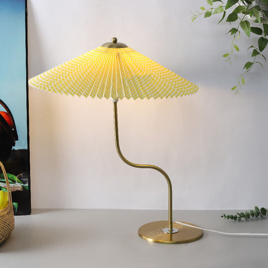 Lampe de Table Rétro Ombrelle Plissée Déco Métal