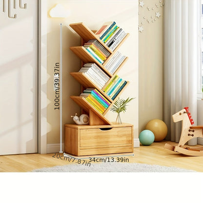 Étagère ArboVerte - Bibliothèque Verticale en Bois avec Étagères Inclinées, Design Autoportant