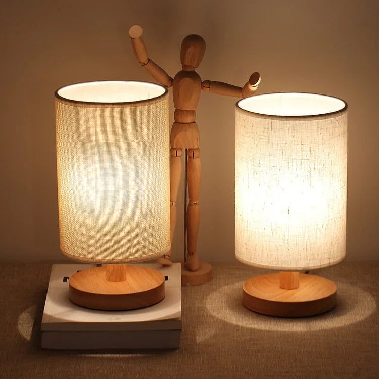 Organic Glow Lamp – Lampe en Bois Naturel & Tissu – Alimentation USB