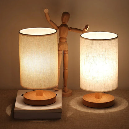 Organic Glow Lamp – Lampe en Bois Naturel & Tissu – Alimentation USB
