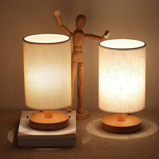 Organic Glow Lamp – Lampe en Bois Naturel & Tissu – Alimentation USB