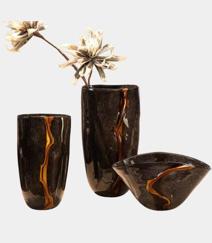 Vase Orion Noir – Élégance Artisanale en Verre Soufflé