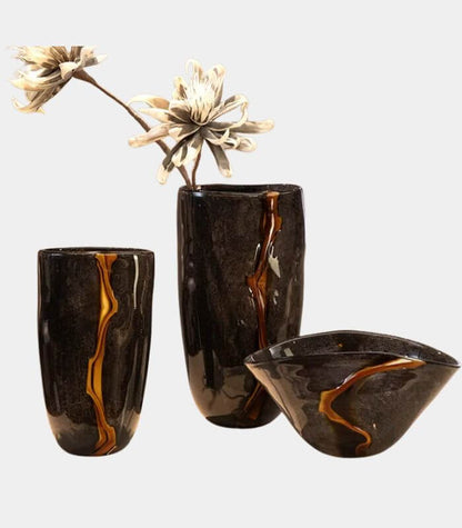 Vase Orion Noir – Élégance Artisanale en Verre Soufflé