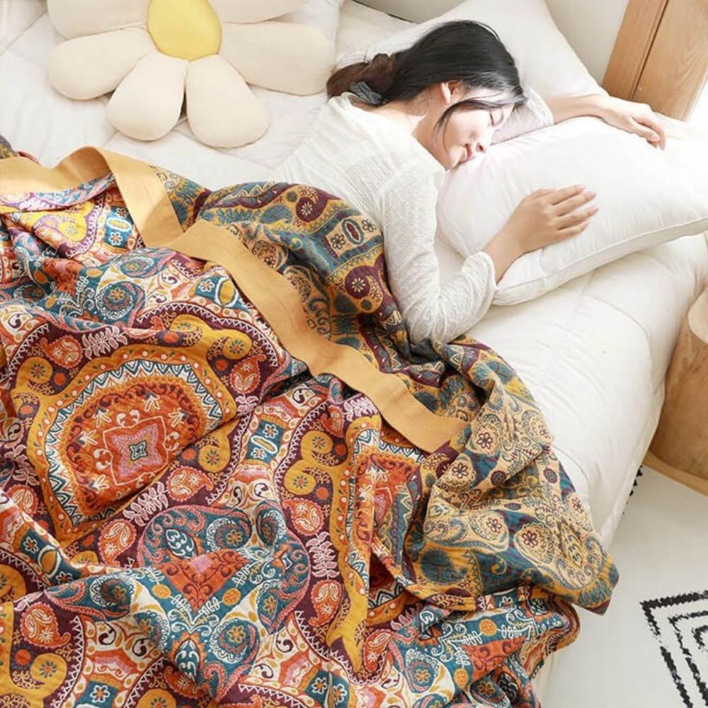 Plaid Réversible Boho, Couverture Fraîche Été
